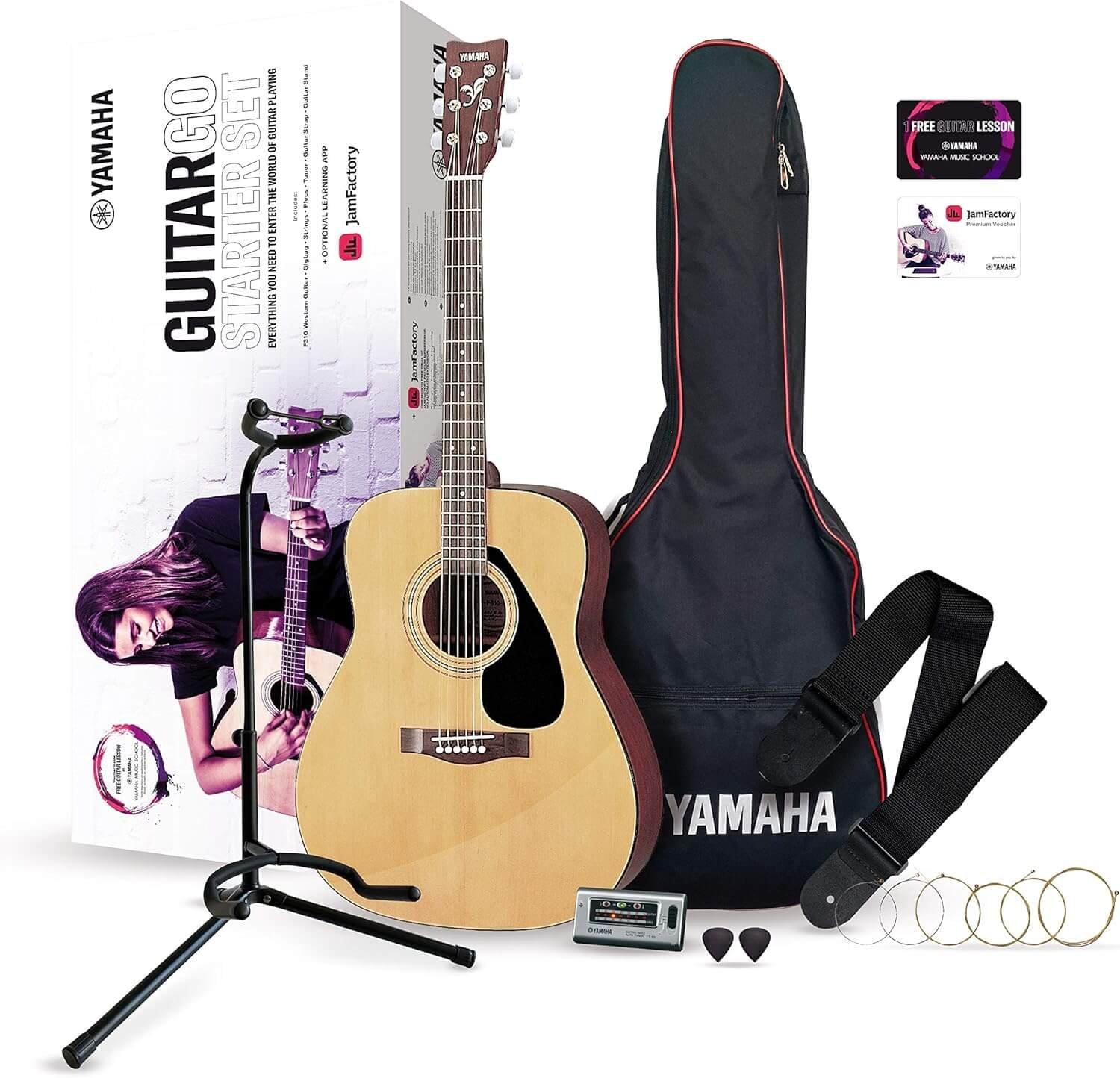 amaha GuitarGo Starter Set - Acoustic Guitar Set for Beginners and starters - Includes Strings, Picks, Gig Bag, Tuner, Guitar Stand and More