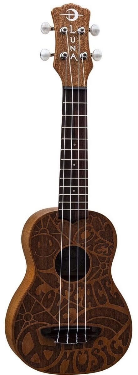 Luna Ukulele Love Music Peace Soprano Ukulele (with Gig Bag)