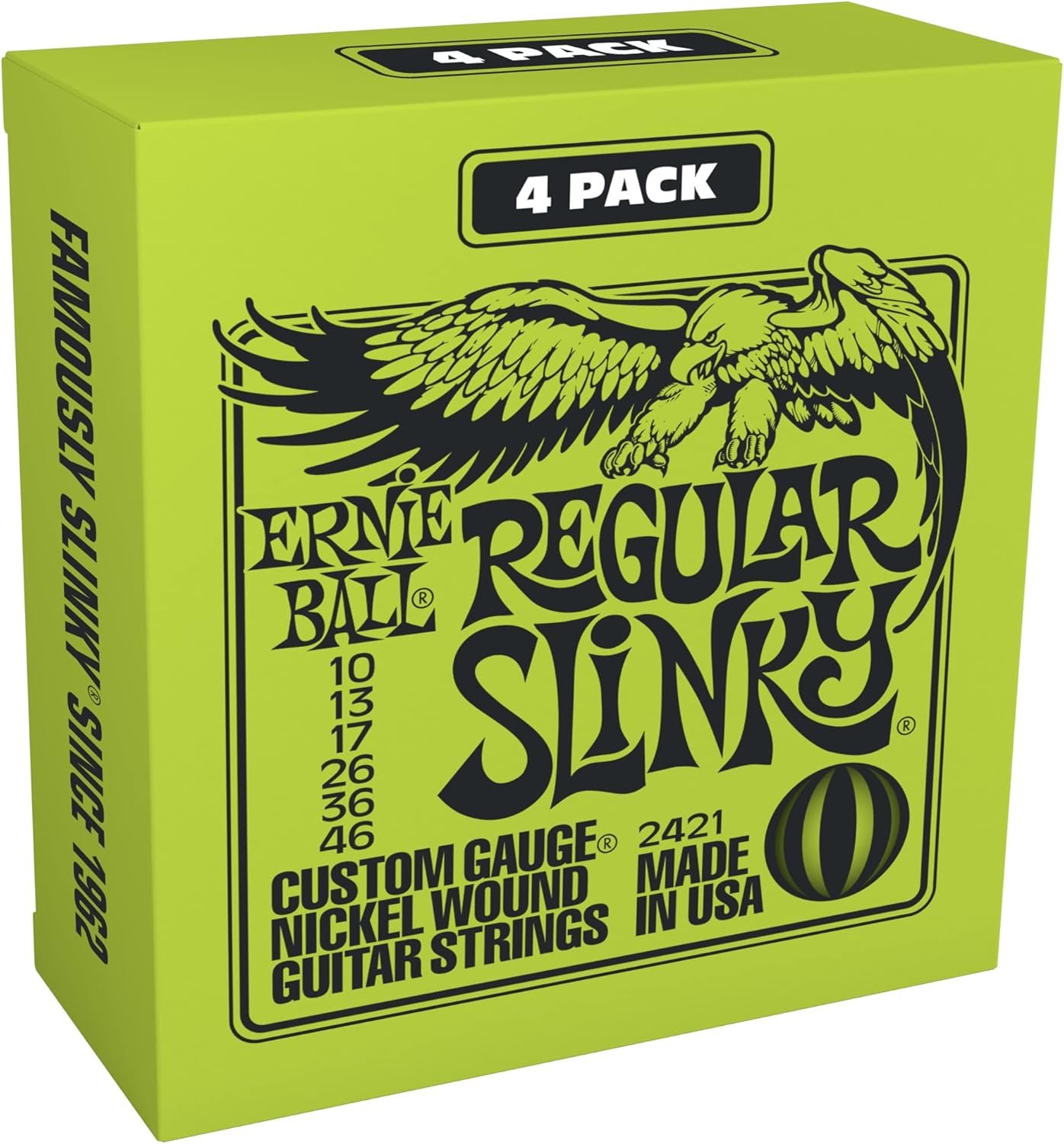 Ernie Ball Regular Slinky Nickel Wound Electric Guitar Strings Amazon Exclusive 4-Pack - 10-46 Gauge