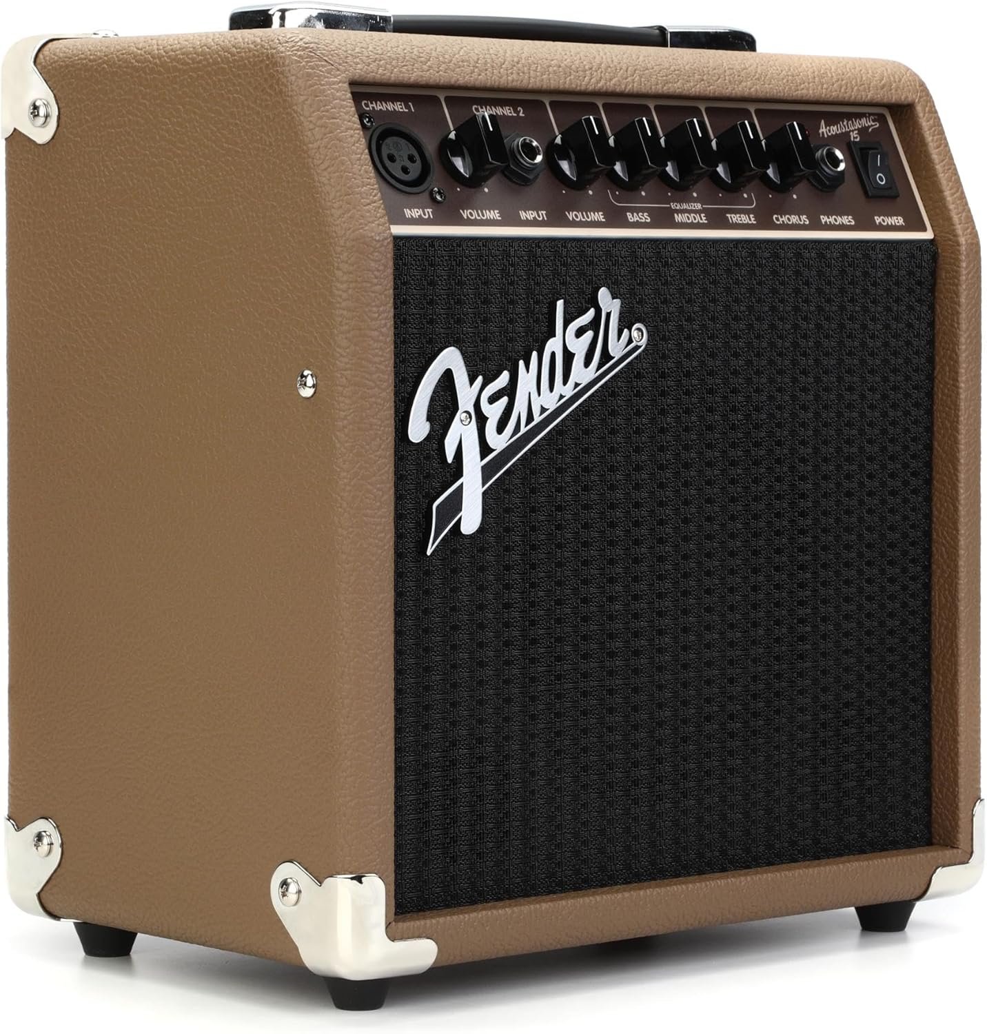 Fender Acoustasonic Guitar Amp for Acoustic Guitar, 15 Watts, with 2-Year Warranty 6 Inch Speaker, Dual Front-Panel inputs, 11.5Hx11.19Wx7.13D Inche